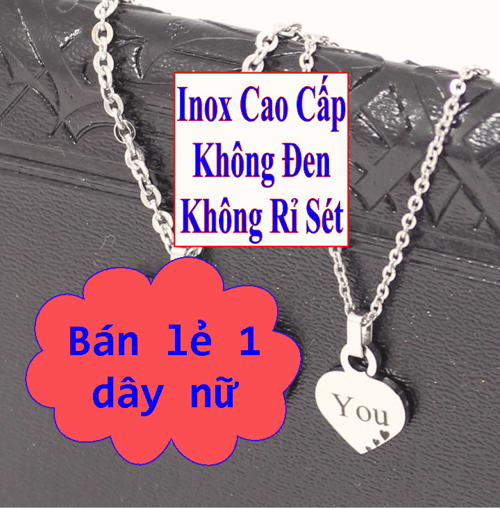 [HCM]( Có bán lẻ 1 sợi ) Dây chuyền cặp đôi inox hình trái tim lồng vào nhau kết hợp chữ LOVE YOU - Cam kết 1 đổi 1 nếu hoen  gỉ sét