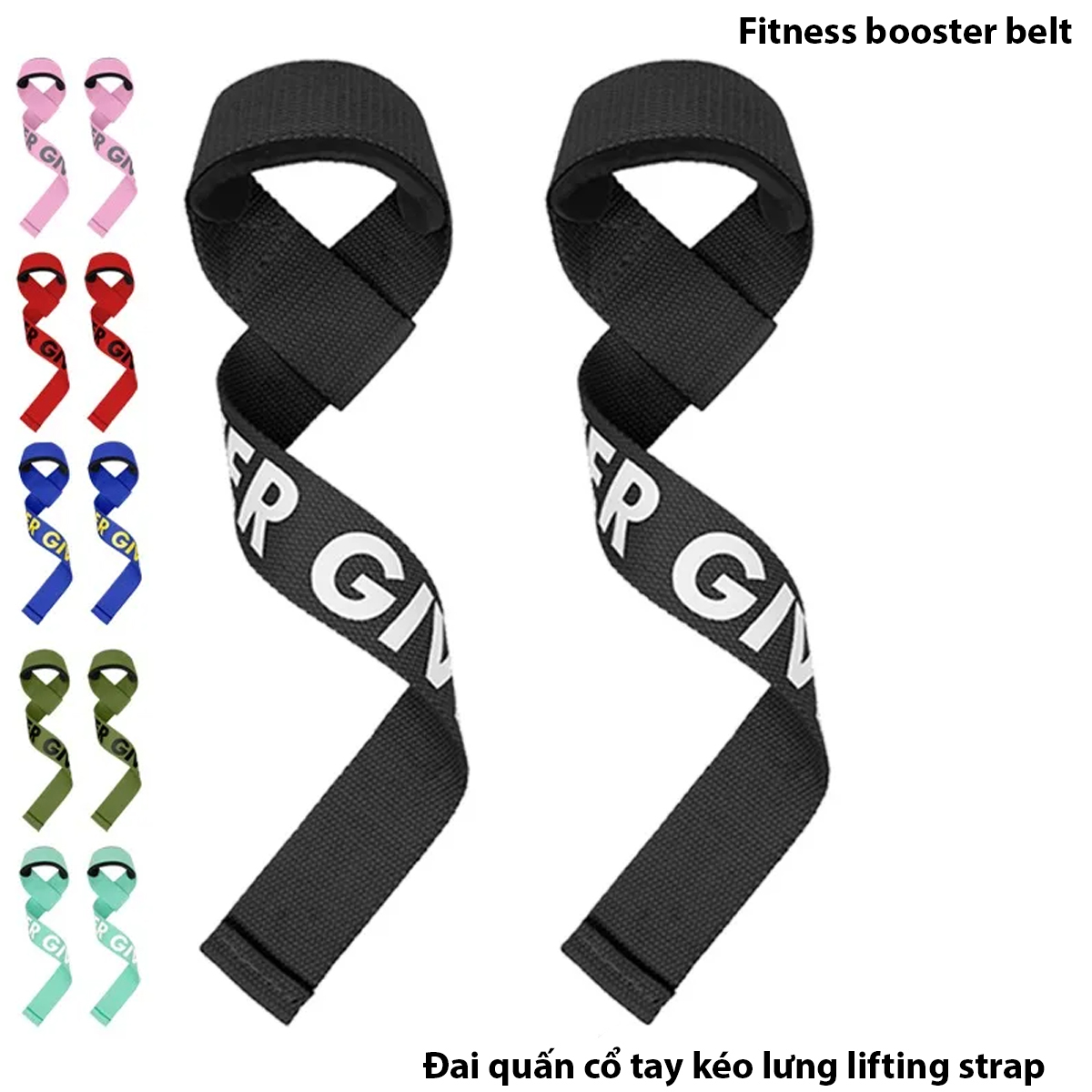 EF Đai quấn cổ tay kéo lưng lifting strap tập gym hổ trợ deadlift kéo tạ đẩy tạ never give up