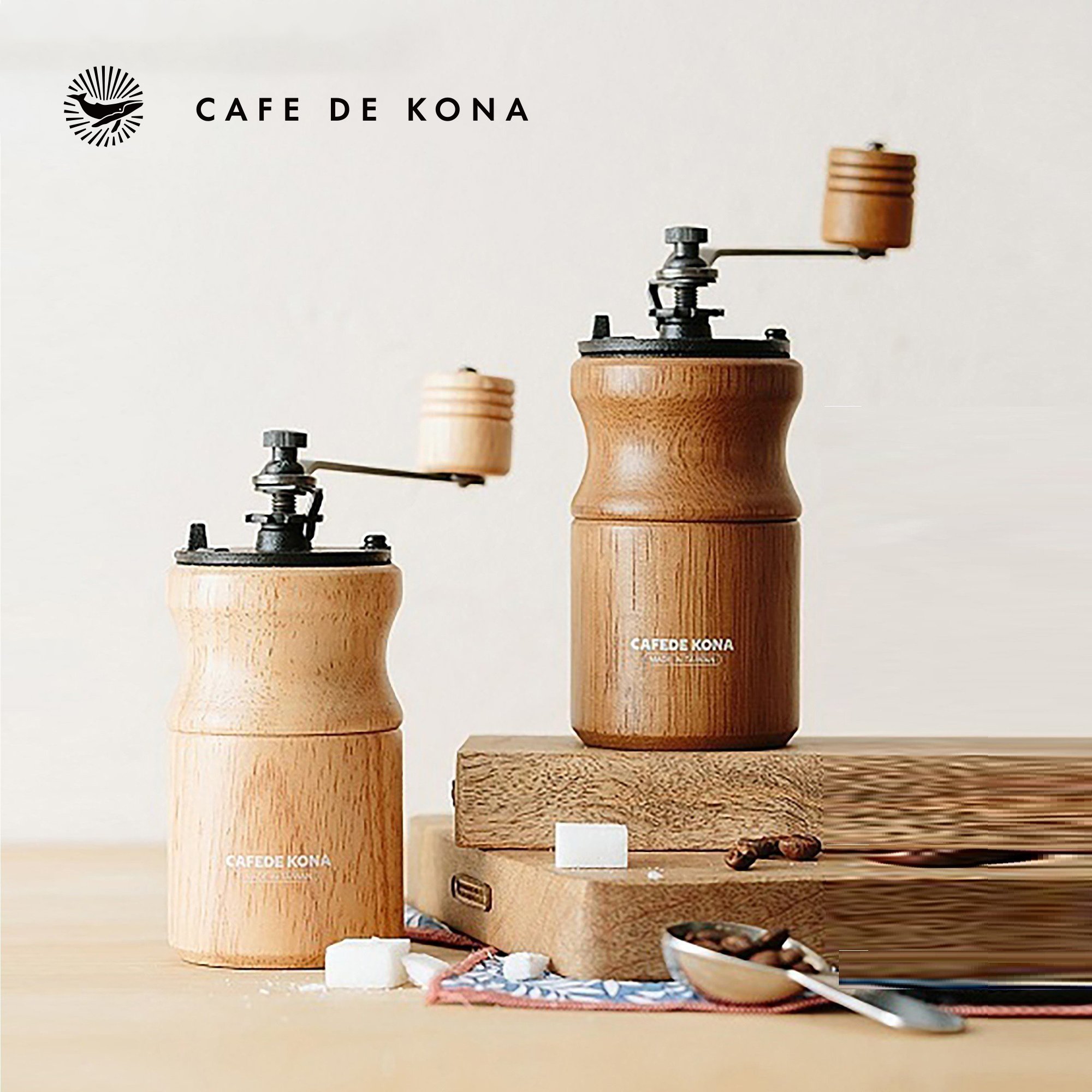 [HCM]Cối xay cà phê Cafede Kona thân gỗ lưỡi thép
