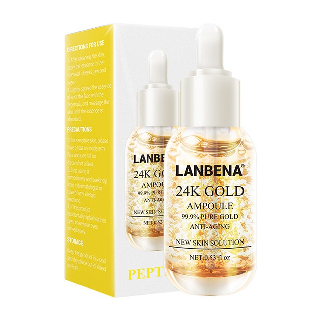 [GIẢM 5% ĐƠN 129K][HCM]Tinh Chất Dưỡng Da Mặt Lanbena Chiết Xuất Vàng 24K Làm Trắng Da Chống Lão Hóa Và Nếp Nhăn 15Ml
