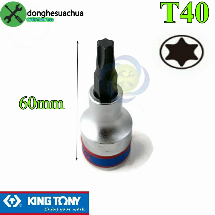 Đầu tuýp sao t40 1/2 kingtony 402340 dài 60mm trắng đen