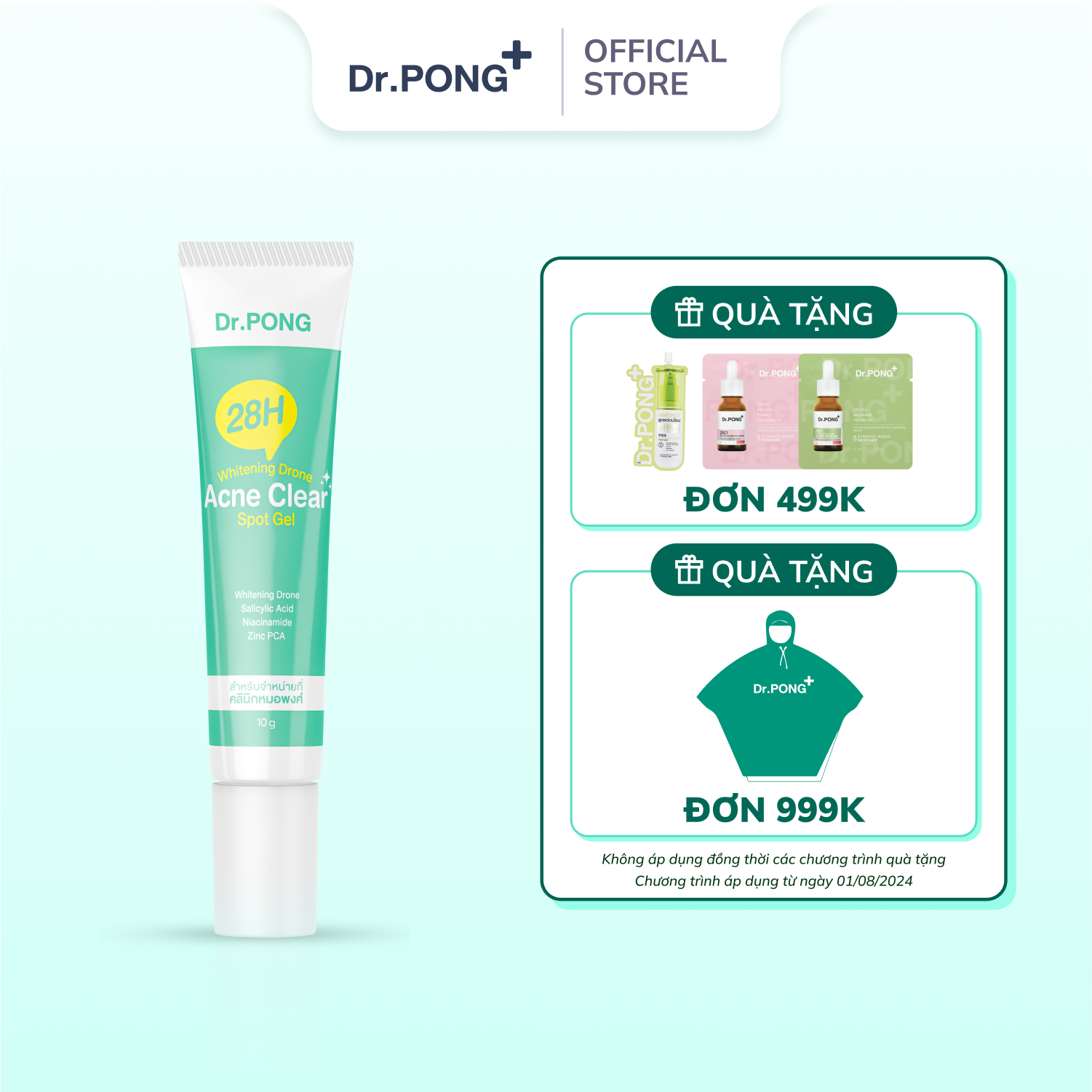 Gel chấm giảm mụn dr.pong 28h whitening drone acne clear spot 10g