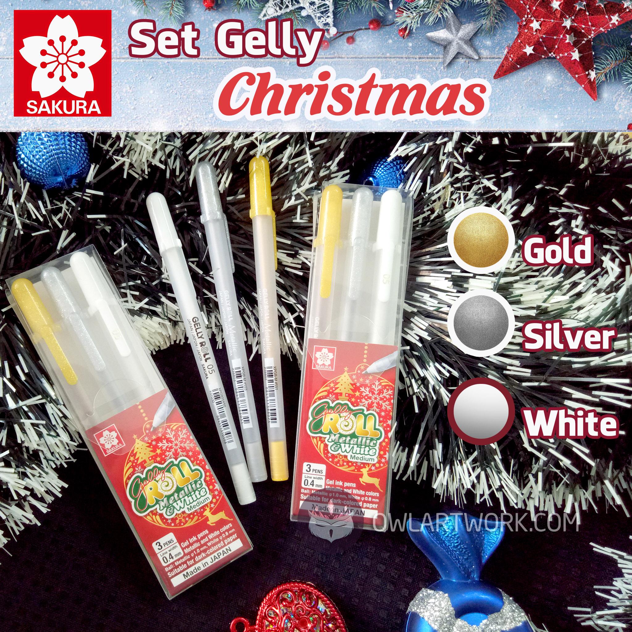 Set bút gelly roll sakura trang trí thiệp giáng sinh - noel