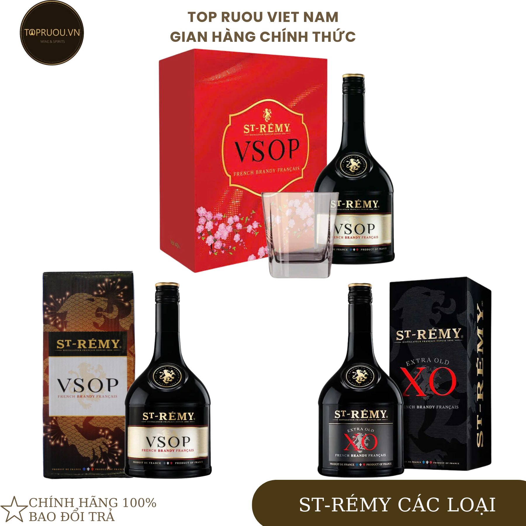 Rượu brandy st remy vsop - st remy xo - vsop hộp quà 700ml - 1000ml