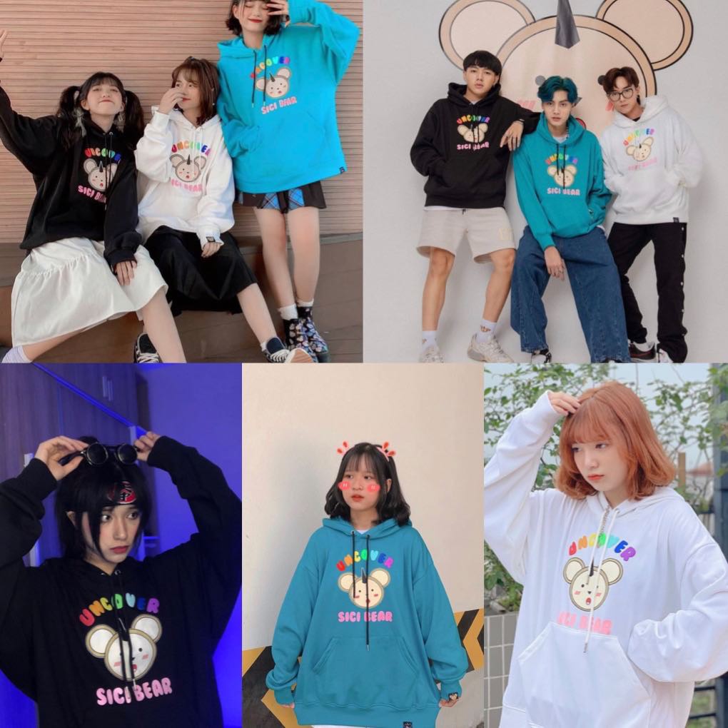 [HÀNG CHÍNH HÃNG LOCAL BRAND UNCOVER] Áo Hoodie SICI BEAR UNCOVER Official FULL TAG TEM LOGO BỌC BAO - áo hoodie sici bear gấu sici chuột có sừng