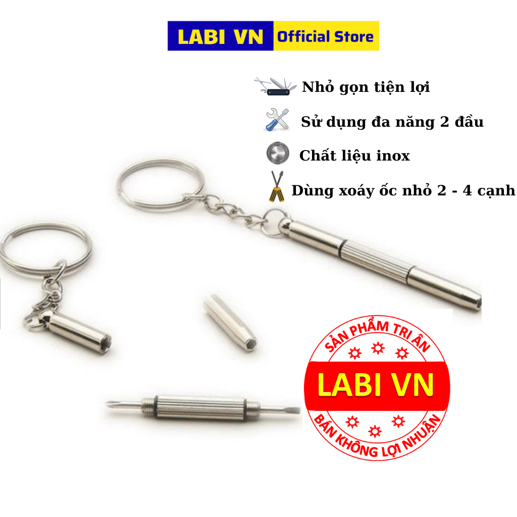 Tua Vít Đa Năng 2 Đầu LABI VN LB110 - Đầu 4 Cạnh và 2 Cạnh và Có Móc Treo Làm Chìa Khóa