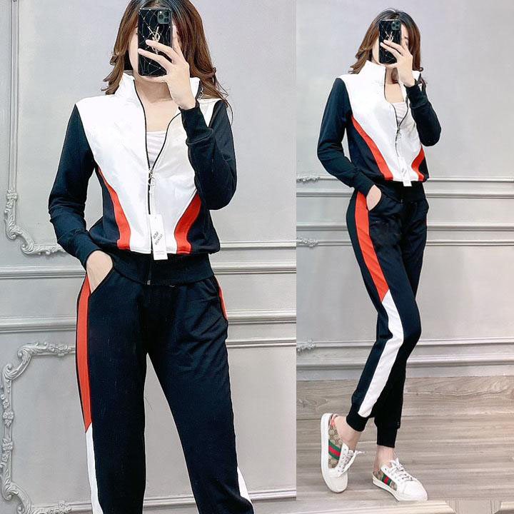 [HCM]Bộ thể thao áo khoác phối màu trơnTT436 da cá cotton tici dày đẹp không xù lông cổ đứng phối màu trắng cam đen trẻ trung hiện đại form dáng chuẩn đẹp ảnh chụp thật 100% giống hình.