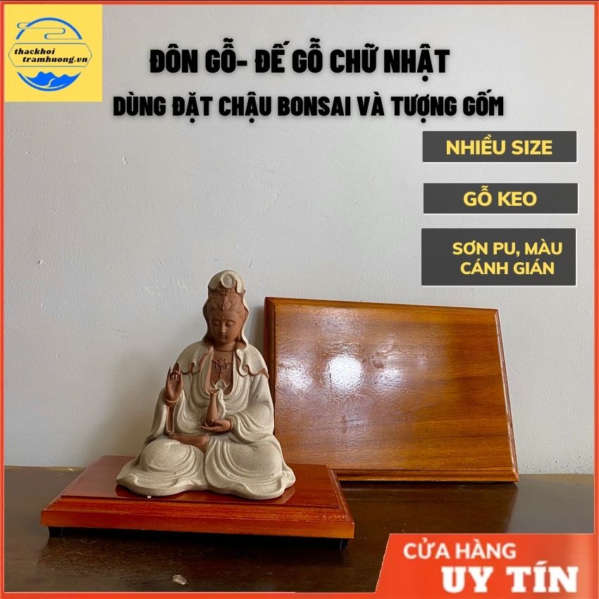 Đôn Gỗ Đế Gỗ Kê Tượng,Kỷ chữ nhật dùng đặt bonsai, tượng gốm và thác khói trầm hương
