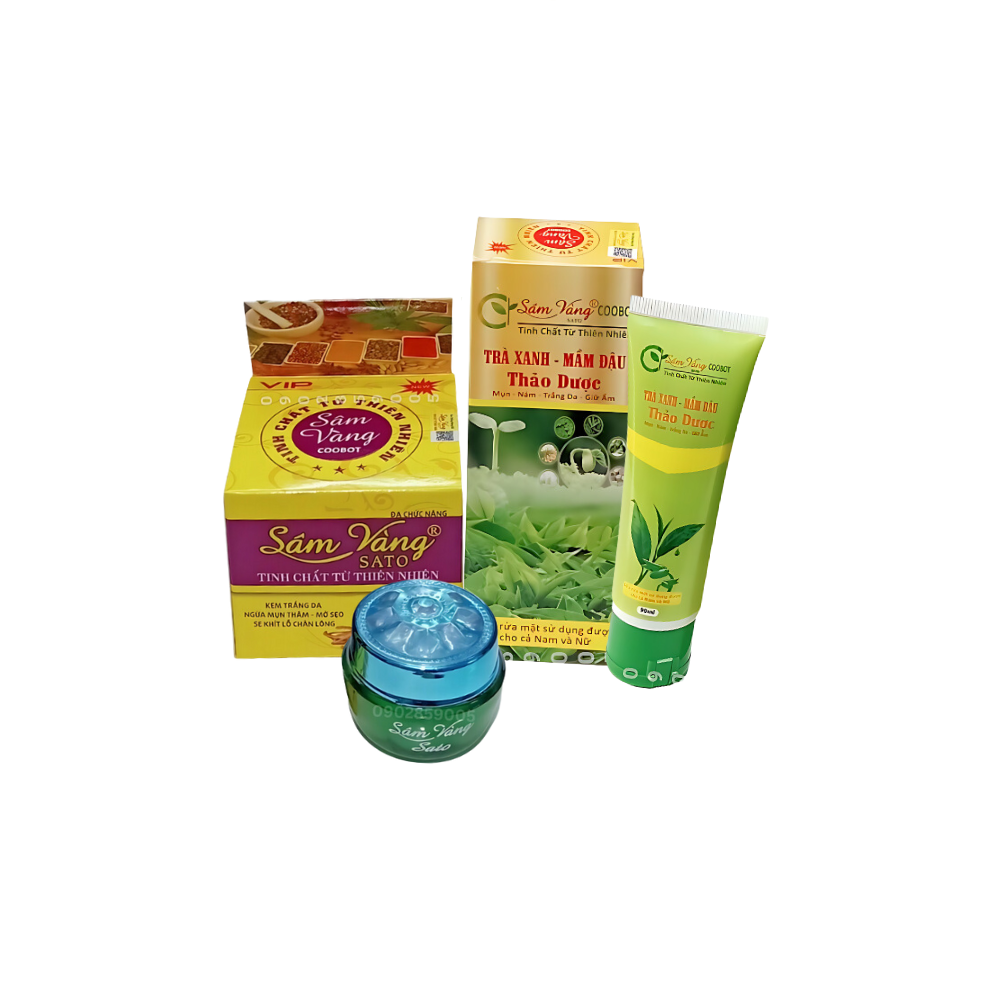 Combo kem mụn sâm vàng sato thảo dược đông y tinh chất từ thiên nhiên