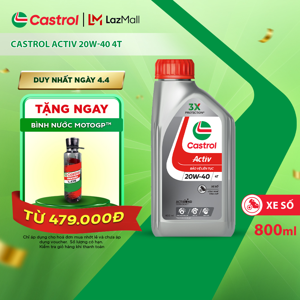 Dầu nhớt xe số CASTROL ACTIV 4T 20W-40 (0.8L)