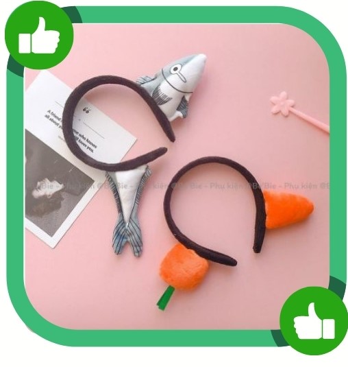 Băng đô Cài tóc hình Cá muối/cà rốt phong cách hoạt hình Hàn Quốc dễ thương cài đầu dành cho mọi đối tượng