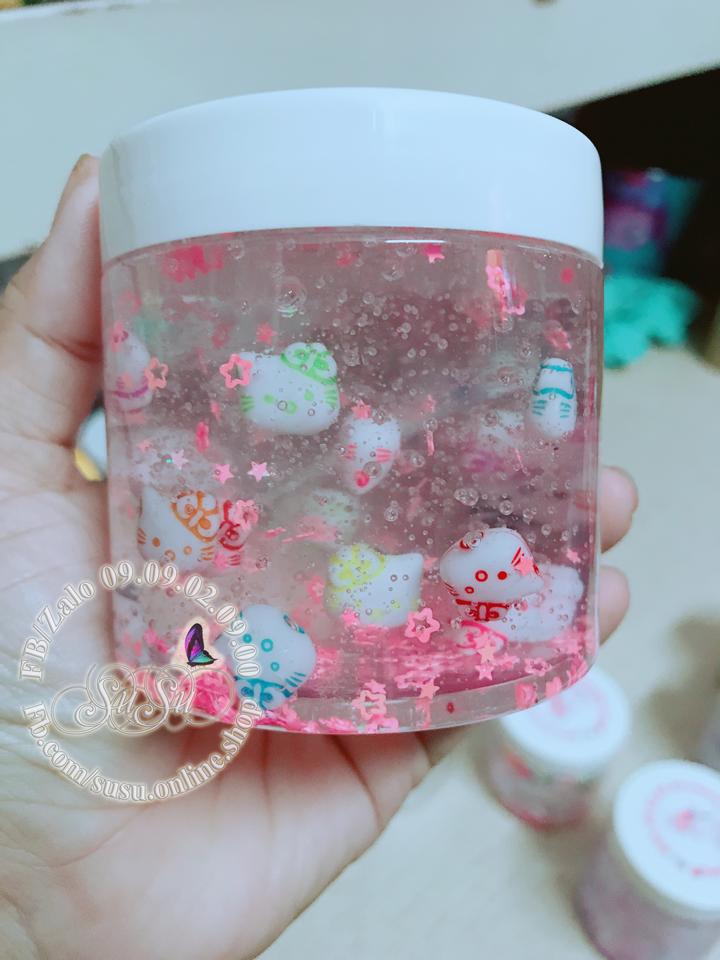 [HCM]Slime trong | phối mèo Kitty | hủ 250ml | đồ chơi an toàn cho bé | slime trong suốt siêu dẻo | Slime SuSu Handmade