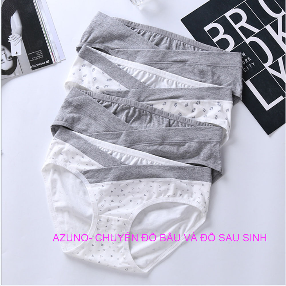 Sét 4 quần lót chip bầu cotton cạp chéo mềm mịn có túi đựng AZ26