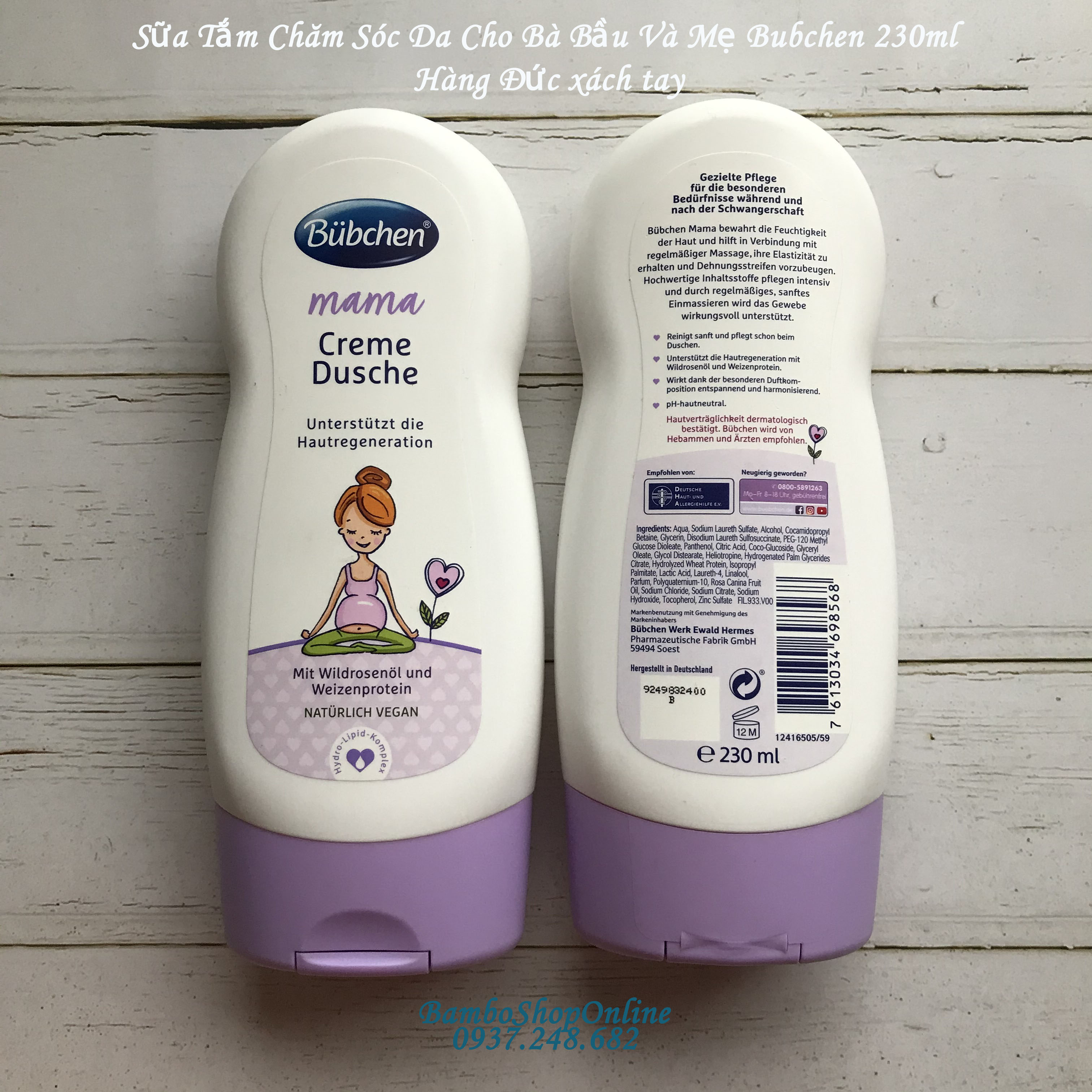 [HCM][Hàng nội địa Đức] Sữa Tắm Chăm Sóc Da Cho mẹ Bầu Và Mẹ Bubchen 230ml - Hàng xách Đức