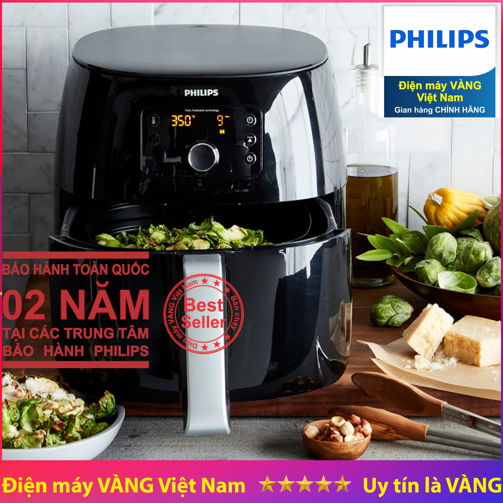 [Trả góp 0%]Nồi chiên không dầu điện tử XXL Philips HD9650 - Hàng chính hãng (Bảo hành 2 năm tại các Trung tâm bảo hành Philips trên toàn quốc)