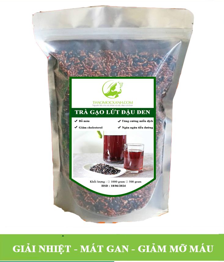 Trà Giảm Cân Gạo Lứt - Đậu Đen - giảm cân hiệu quả an toàn- THẢO MỘC XANH GÓI 500 GRAM