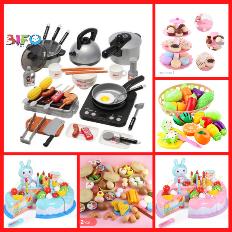 Combo đầu bếp tí hon đồ chơi nấu ăn nhập vai xe đẩy siêu thị bánh kem quà tặng cho bé thỏa sức đam mê vui chơi giải trí