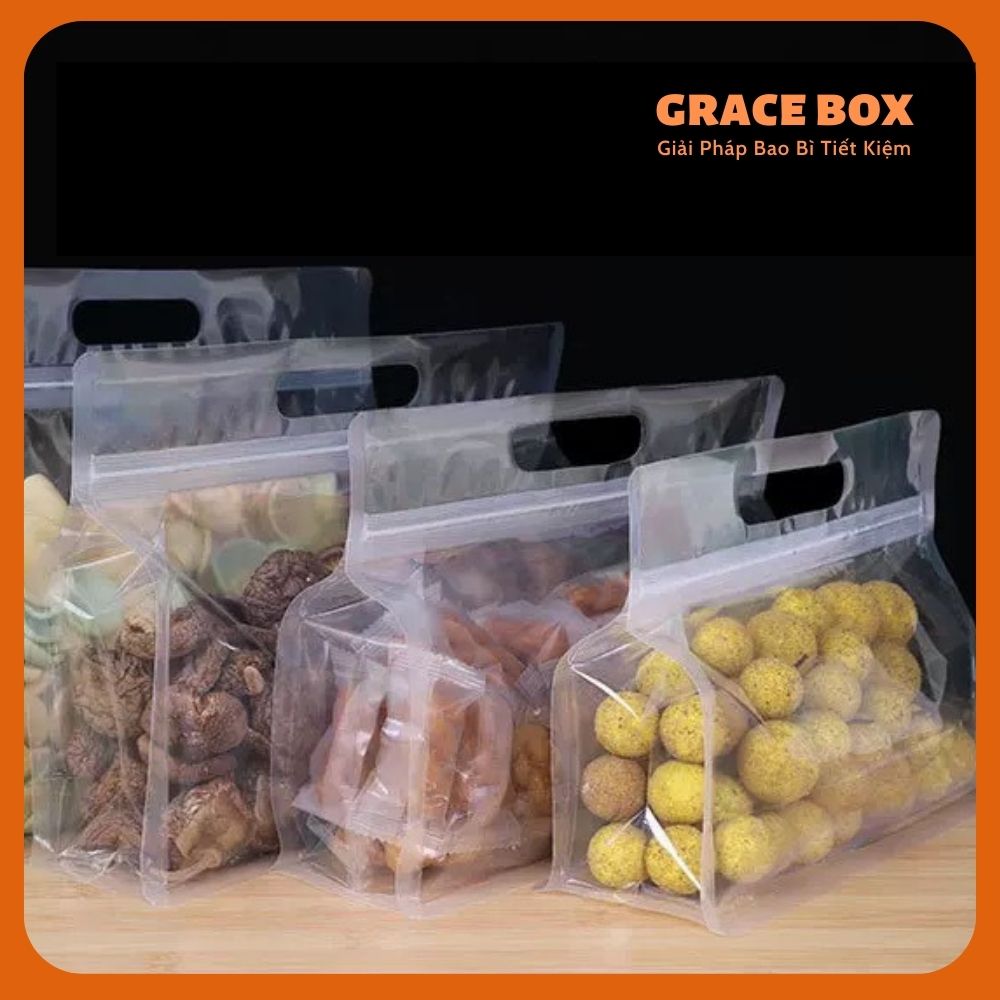 {Giá Sỉ} Combo 10 Túi Zip Trong Đựng Thực Phẩm 8 Cạnh Form Ngang Cao Cấp - Công Ty Bao Bì Grace Box