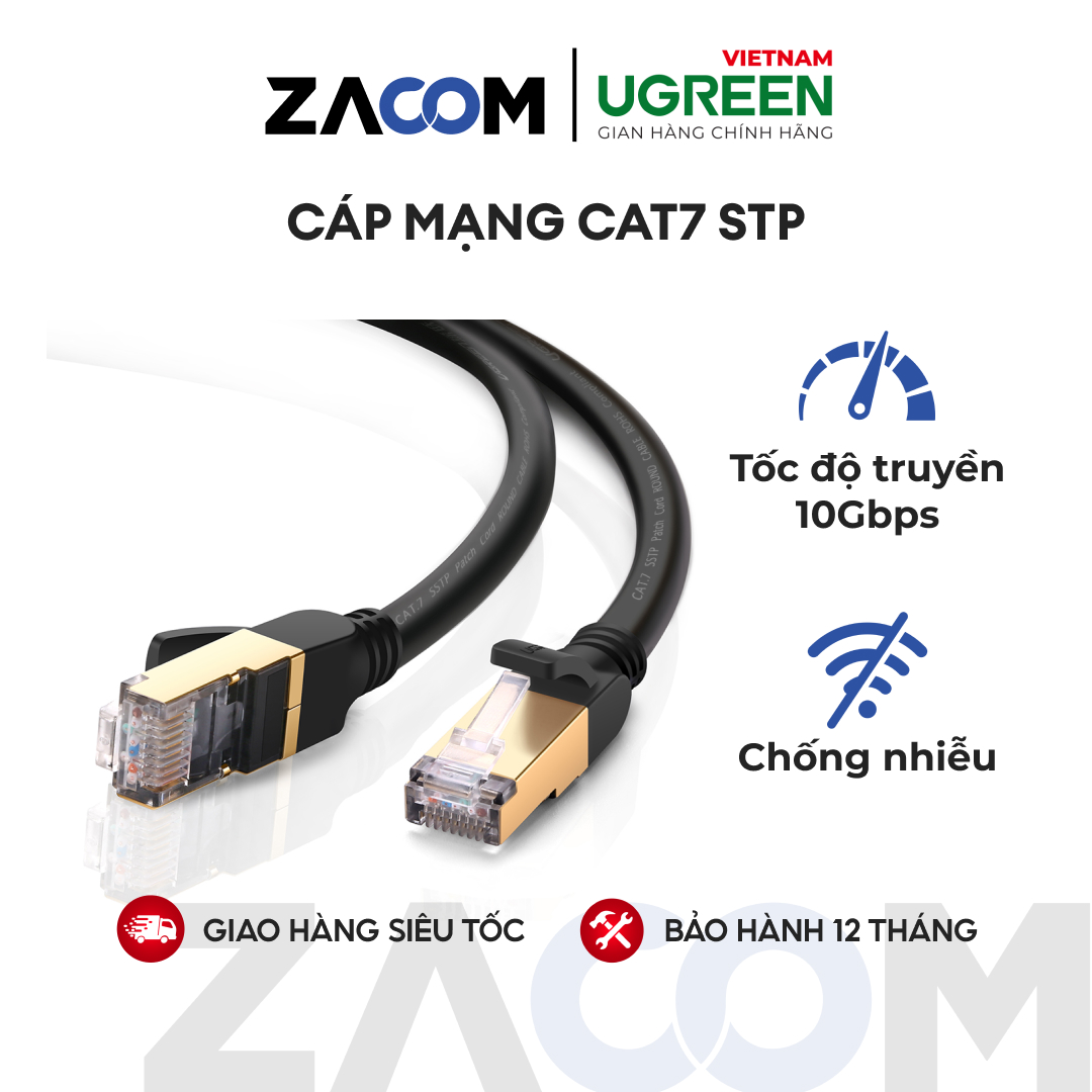 [HCM]Cáp mạng 2 đầu đúc bọc hợp kim Cat7 UTP Dài 1m UGREEN NW107 11268