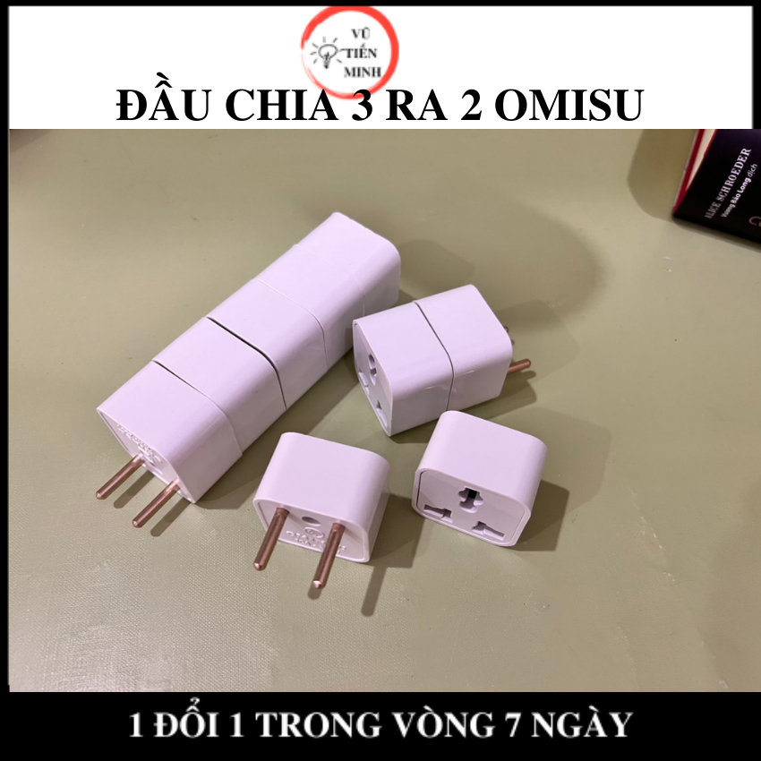 Đầu chia 3 ra 2 ổ phích cắm điện omisu có khả năng chịu nhiệt dễ dàng - phích chia 3 ra 2