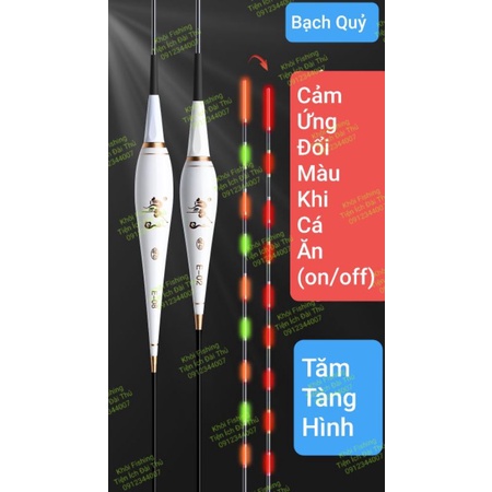 Phao câu Đài đêm, phao đèn cảm ứng, cảm biến đổi màu Bạch Quỷ - Khôi Fishing