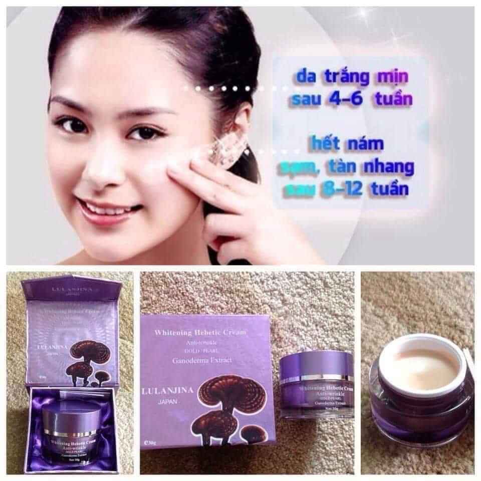 Kem Trắng Da và Mờ Thâm Nám LULANJINA Linh Chi Tím & Hồng (Combo Day & Night)