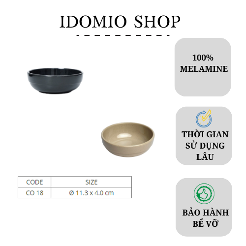 Chén Nhựa Cạn Đen/Nâu- Co18