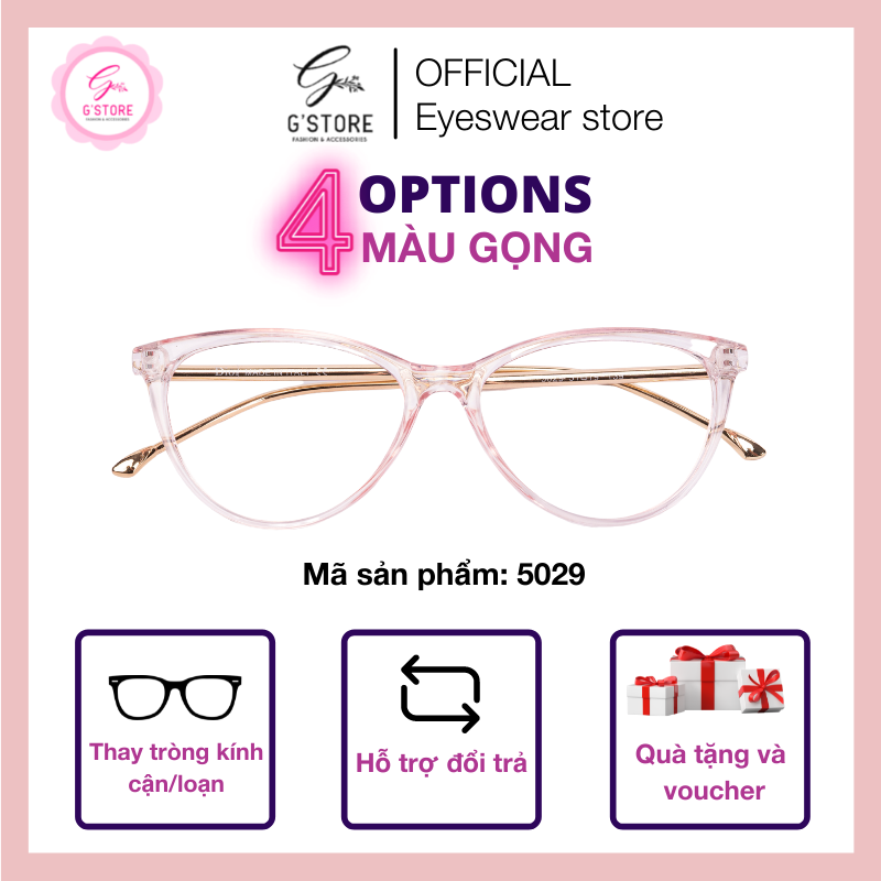Gọng kính thiết kế dáng mắt mèo Gọng kính cận mắt mèo càng kim loại chắc chắn 5029