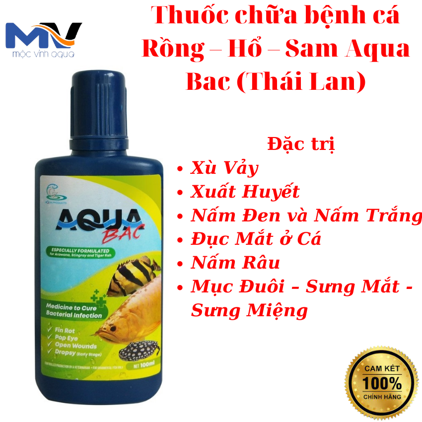 Dung dịch aqua bac cho cá rồng - hổ - sam | cửa hàng cá cảnh và thiết bị lọc nước hồ cá mộc vinh aqua