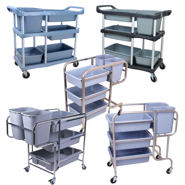 Xe đẩy thu gom chén đĩa, xe thu gom thức ăn thừa nhà hàng, quán ăn