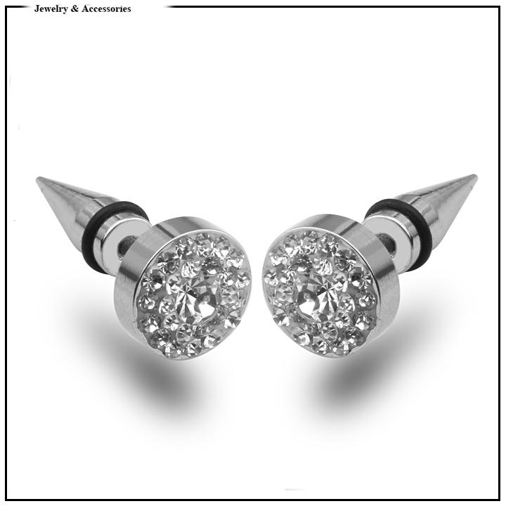 [HCM]BÔNG TAI GAI NHỌ INOX ĐẦU TRÒN ĐÍNH ĐÁ - Phong cách Nam Tính