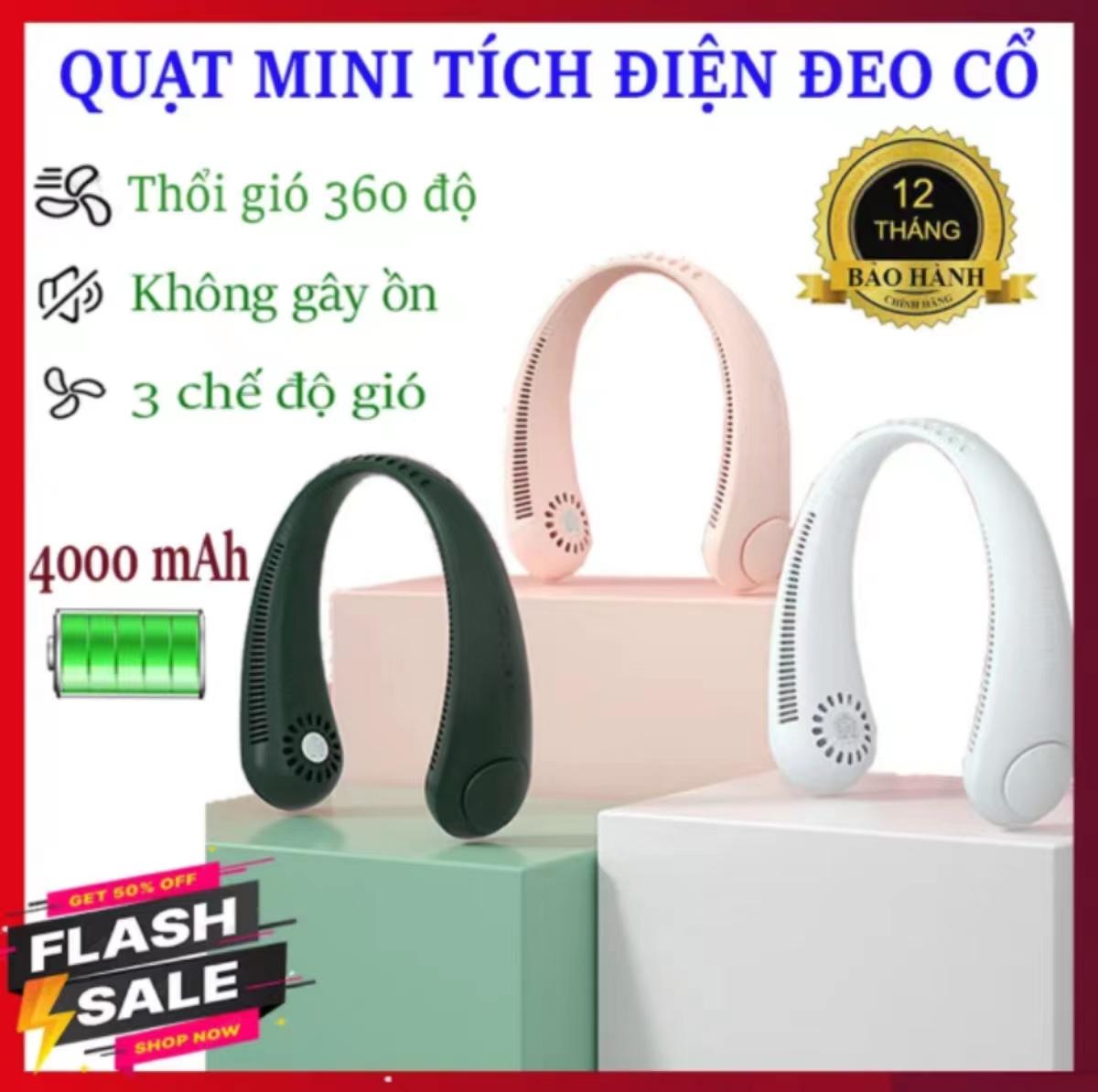 Quạt đeo cổ, chống ồn , xạc tích điện USB