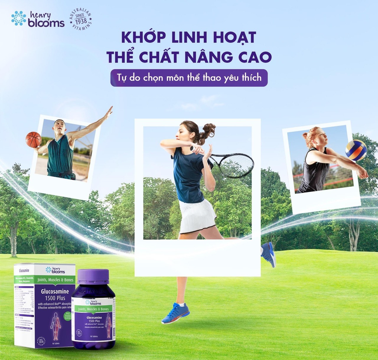 Viên uống Henry Blooms Glucosamine 1500 Plus (30 viên/90 viên/180 viên) -  Hàng chính hãng - Hỗ trợ chắc khỏe hệ xương khớp | Lazada.vn
