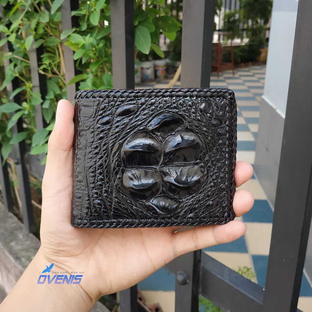 Bóp da cá sấu đan viền thủ công cao cấp