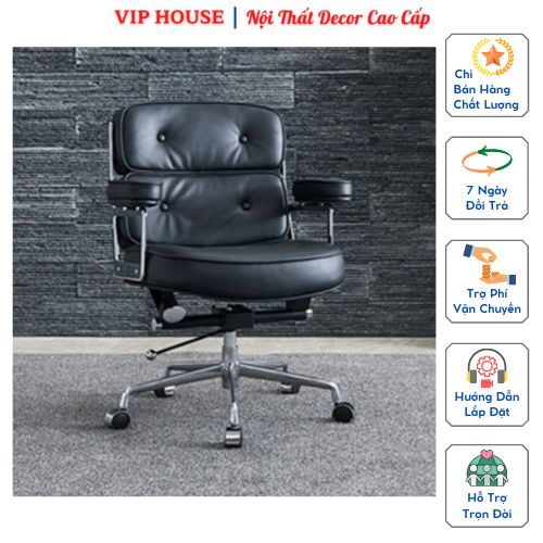 Ghế văn phòng hiện đại đơn giản xoay 360 độ, ghế da giám đốc trưởng phòng nâng hạ chiều cao có bánh xe tiện lợi ghp005