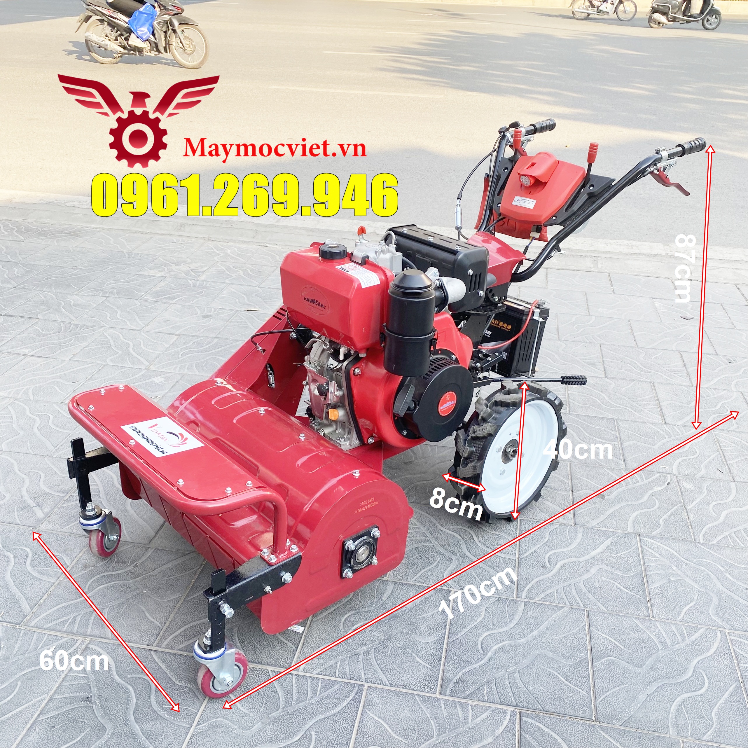 Máy cắt cỏ trục băm 12hp kawasaki tbd-60