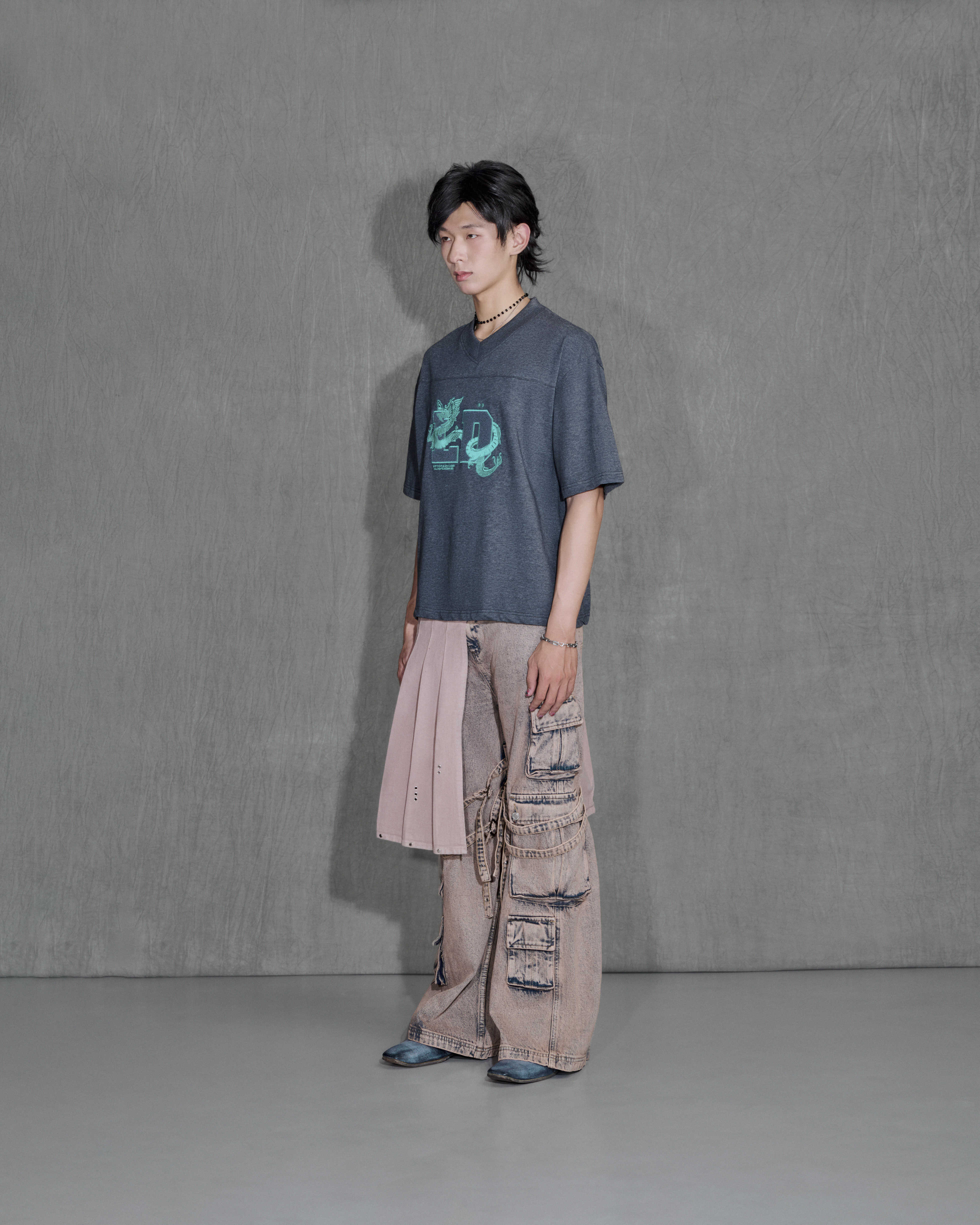 Áo thun unisex rồng thêu màu tiffany boxy tee lider ldd tee