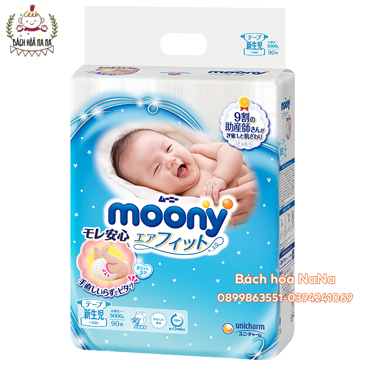 [Free Ship] Tã Dán Moony Size NB90 (sơ sinh - 5kg) - Chuẩn nội địa Nhật - BABY DIAPER SIZE NB MOONY - MIESHOP