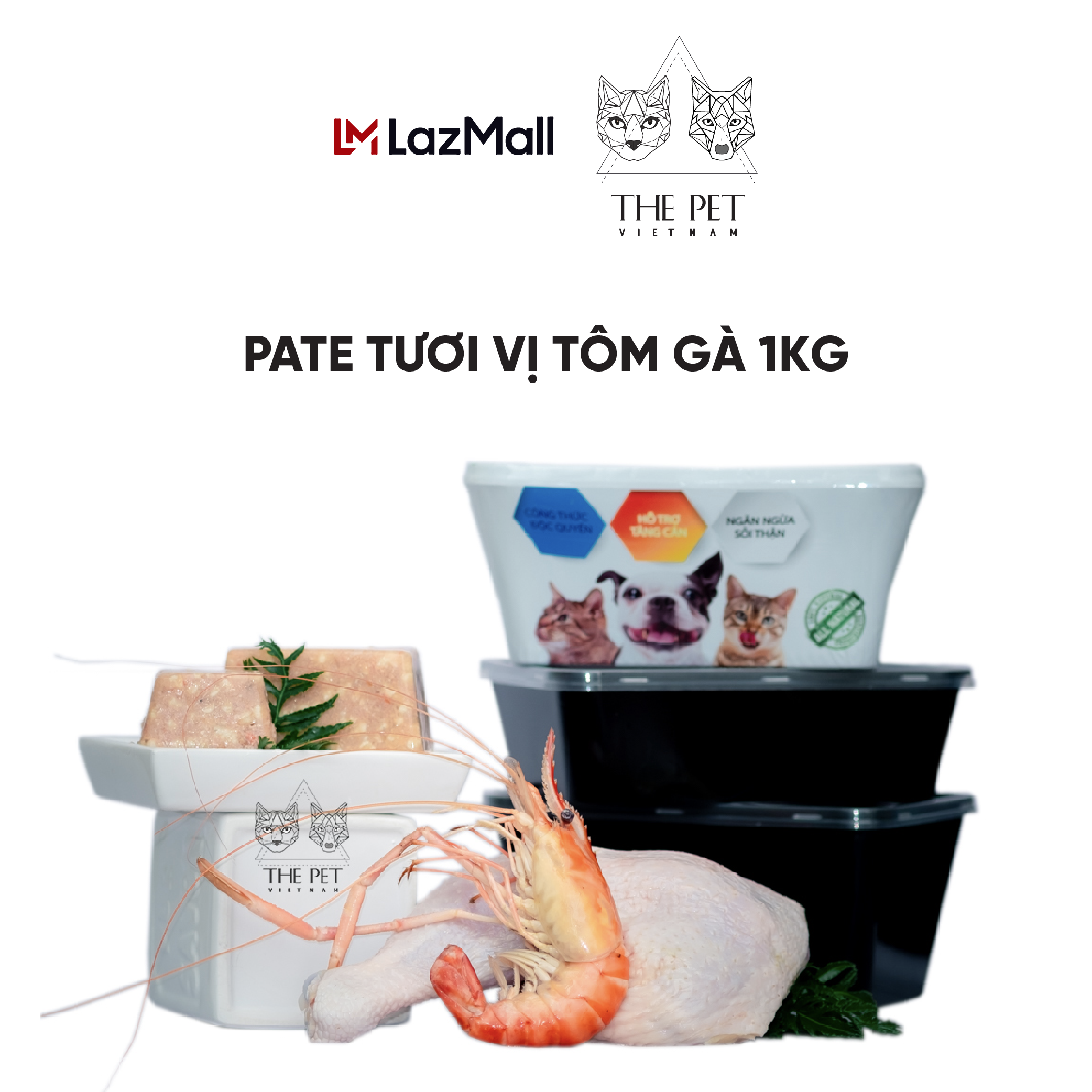 Pate tươi vị tôm gà thepetvn - thức ăn tươi cho chó mèo - 1kg