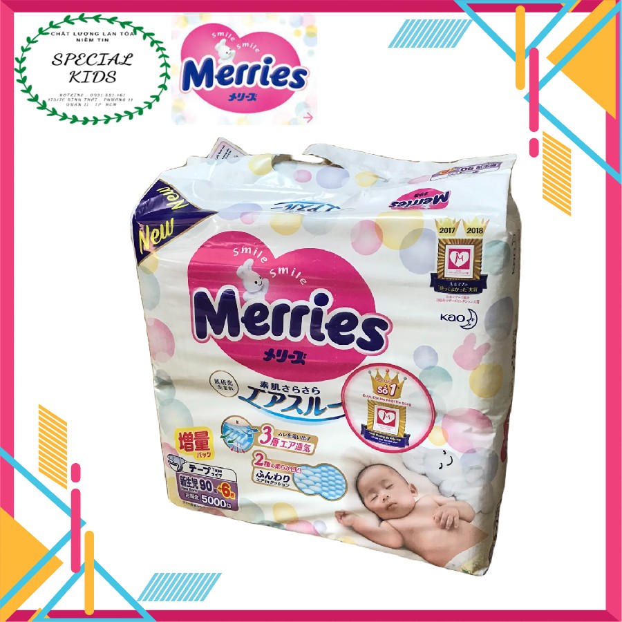 [Freeship 50K] [TEM PHỤ CHÍNH HÃNG KAO]Tã/Bỉm DÁN Merries nội địa Nhật Size Newborn (Sơ sinh-5kg)