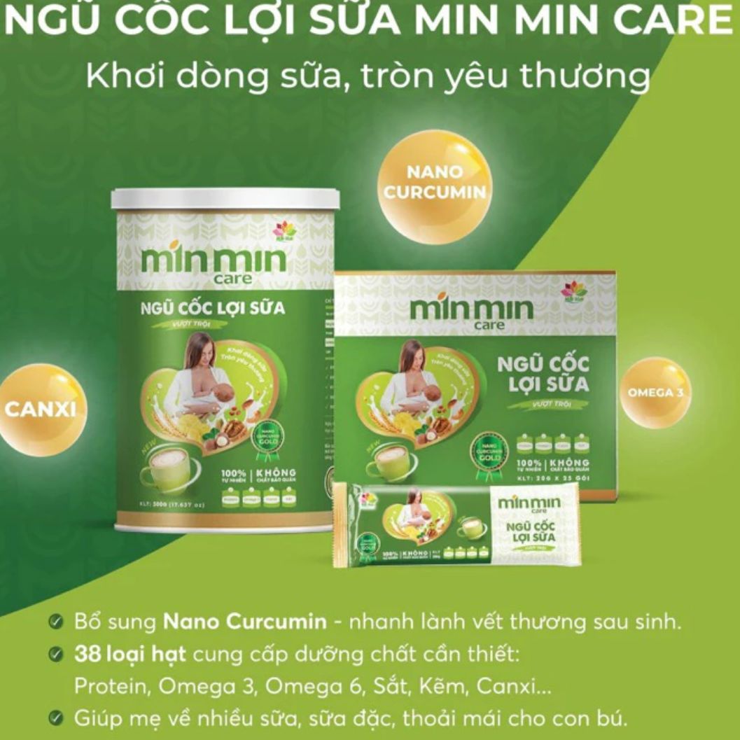 Ngũ Cốc Lợi Sữa Min Min Hộp Mới 38 vị hạt - Sữa về nhanh - Đặc mát lành  - Mát sữa - Thơm sữa - Lợi Sữa Sau Sinh -  Phục Hồi Sức Khỏe Sau Sinh