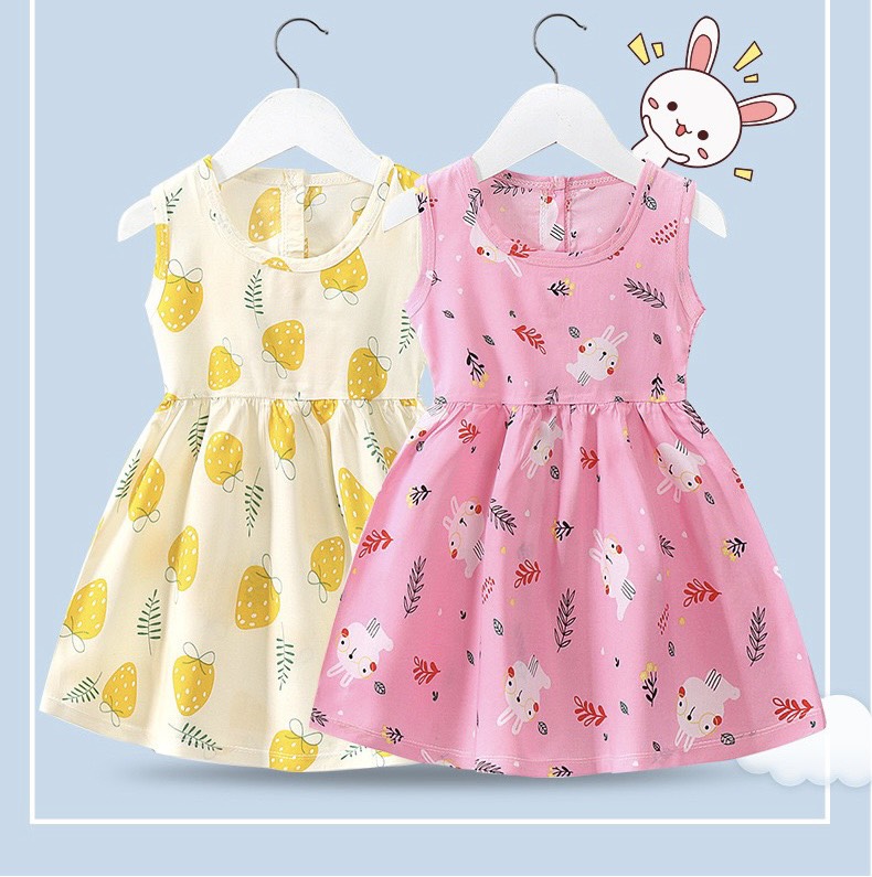 [HCM]váy đầm bé gái - váy lanh không tay cho bé gái - đầm hè cho bé