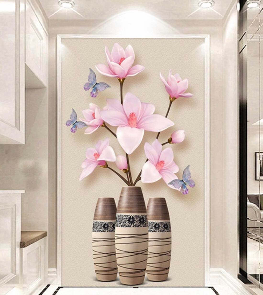 Tranh đính đá 5D Bình Hoa Lan- kích thước: 50x75cm (tranh chưa đính đá)