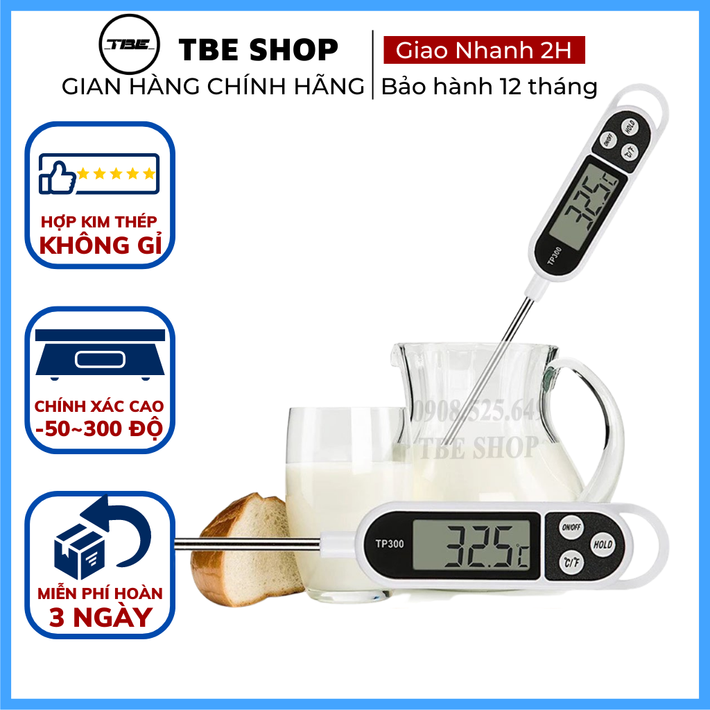 Nhiệt Kế Đo Nước TP300 Đo Nhiệt Độ Nước Pha Sữa Làm Bánh Tối Đa 300 độ C Với Độ Chính Xác Cao ( Bảo hành 1 đổi 1 ) TBE Shop