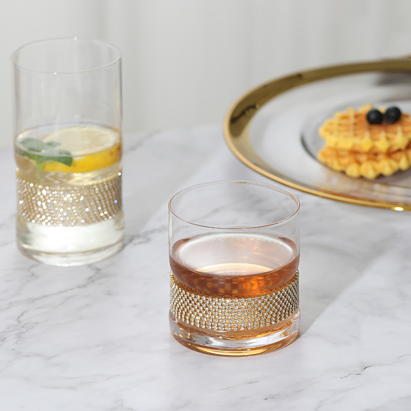 Pxing-Châu Âu và Mỹ sang trọng kim cương vướng víu handblown khói xám Champagne Glassxiu52-d