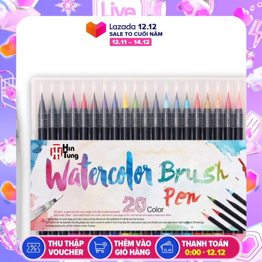 Bộ Màu Nước Cao Cấp Dạng Bút Lông 20/24/48 Bút, Tặng 1 Bút Nước
