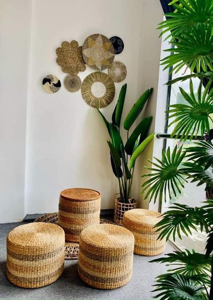 Đôn lục bình,ghế tròn bệt ,bàn tròn lục bình có sọc hàng thủ công mỹ nghệ