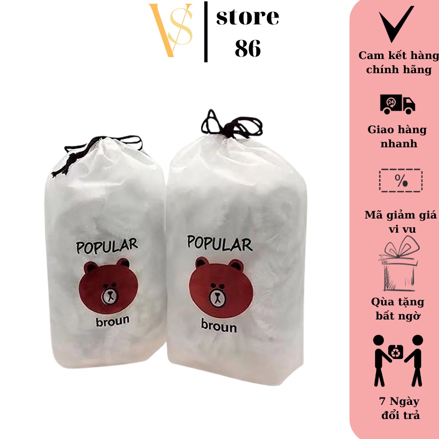 Màng bọc thực phẩm PE có chun bọc đồ ăn co giãn -Túi thực phẩm bảo quản thức ăn hình gấu combo 100 túi
