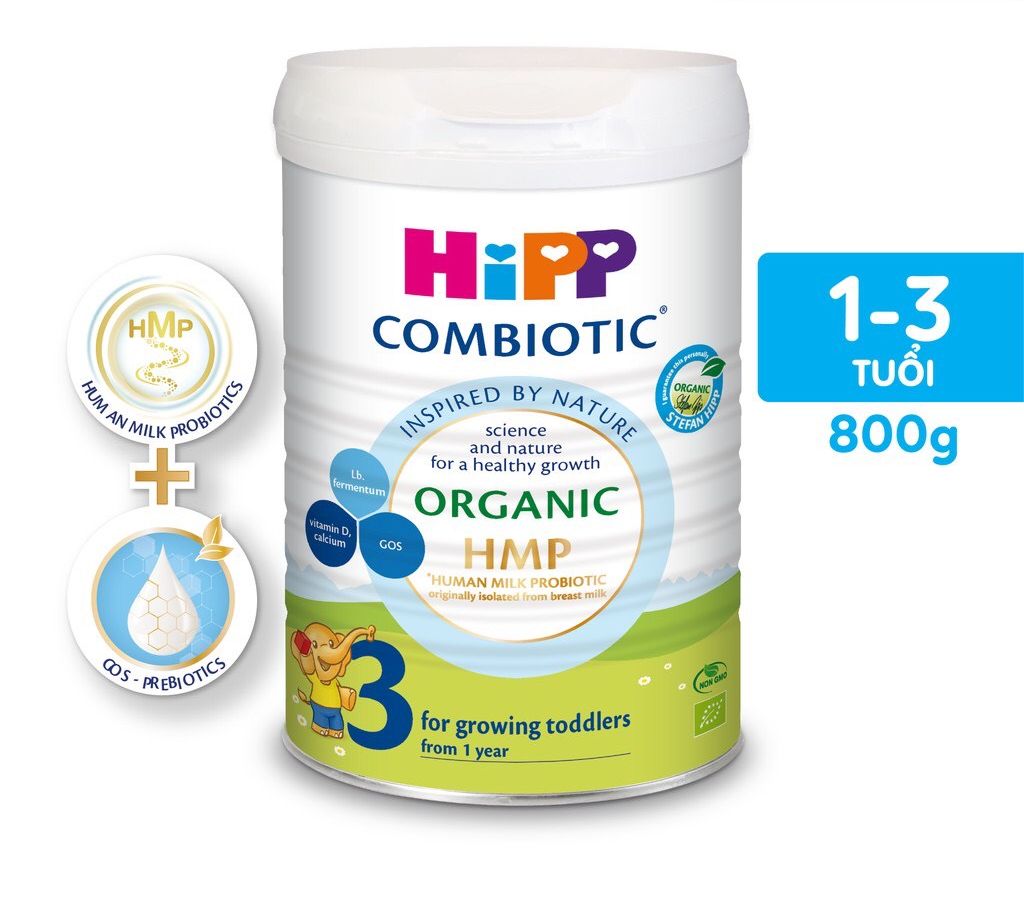 Sữa HiPP 3 Organic Combiotic 800g sữa  bột dinh dưỡng công thức chất lượng hữu cơ tự nhiên an toàn, hỗ trợ, tăng cường sức khoẻ hệ miễn dịch, bổ sung Canxi và vitamin D cho trẻ trên 12 tháng tuổi - 1 Đổi 1 Nếu Lỗi