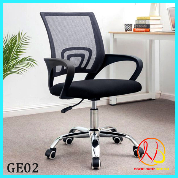Ghế xoay văn phòng GE02, ghế lưới cao cấp thiết kế chống mỏi lưng, xoay 360 độ học tập làm việc, chân thép mạ crom 3 lớp